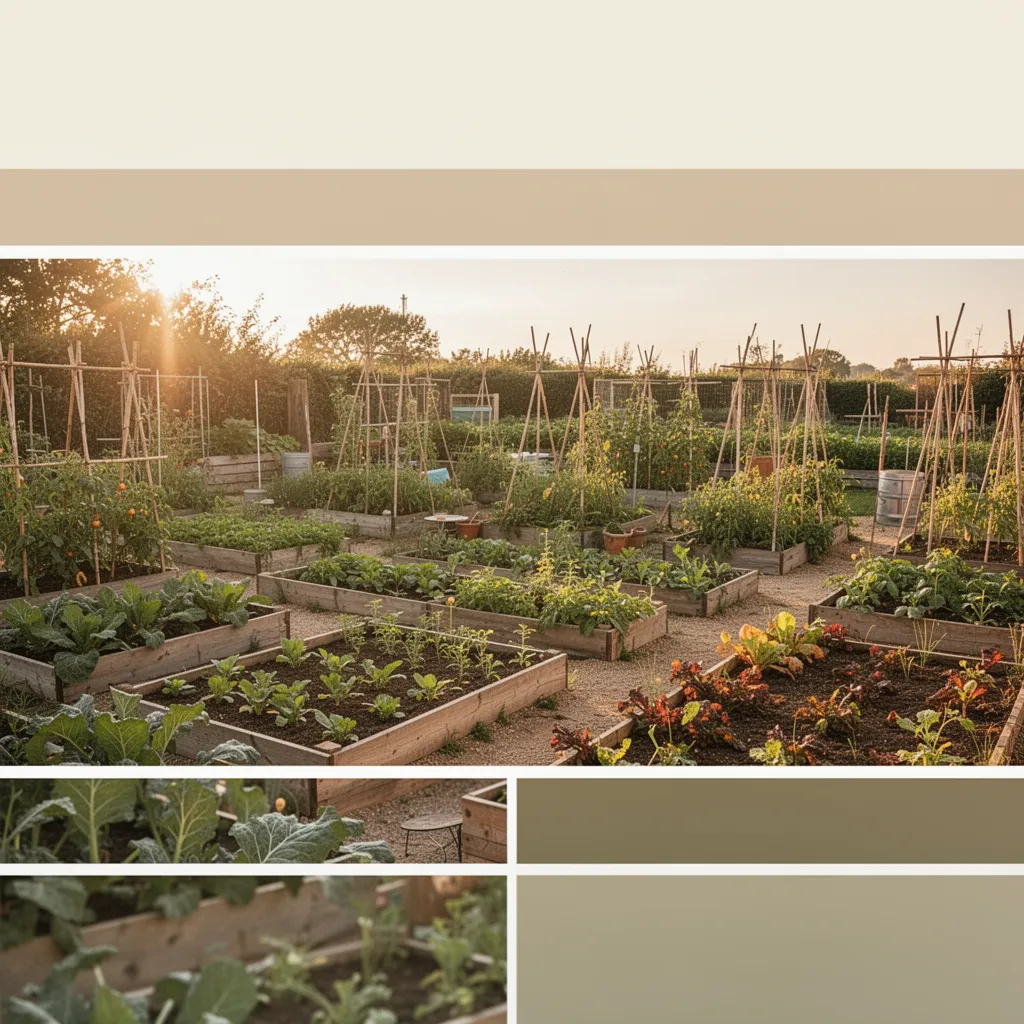 Potager en permaculture avec des buttes de culture, paillage naturel et associations de légumes variés